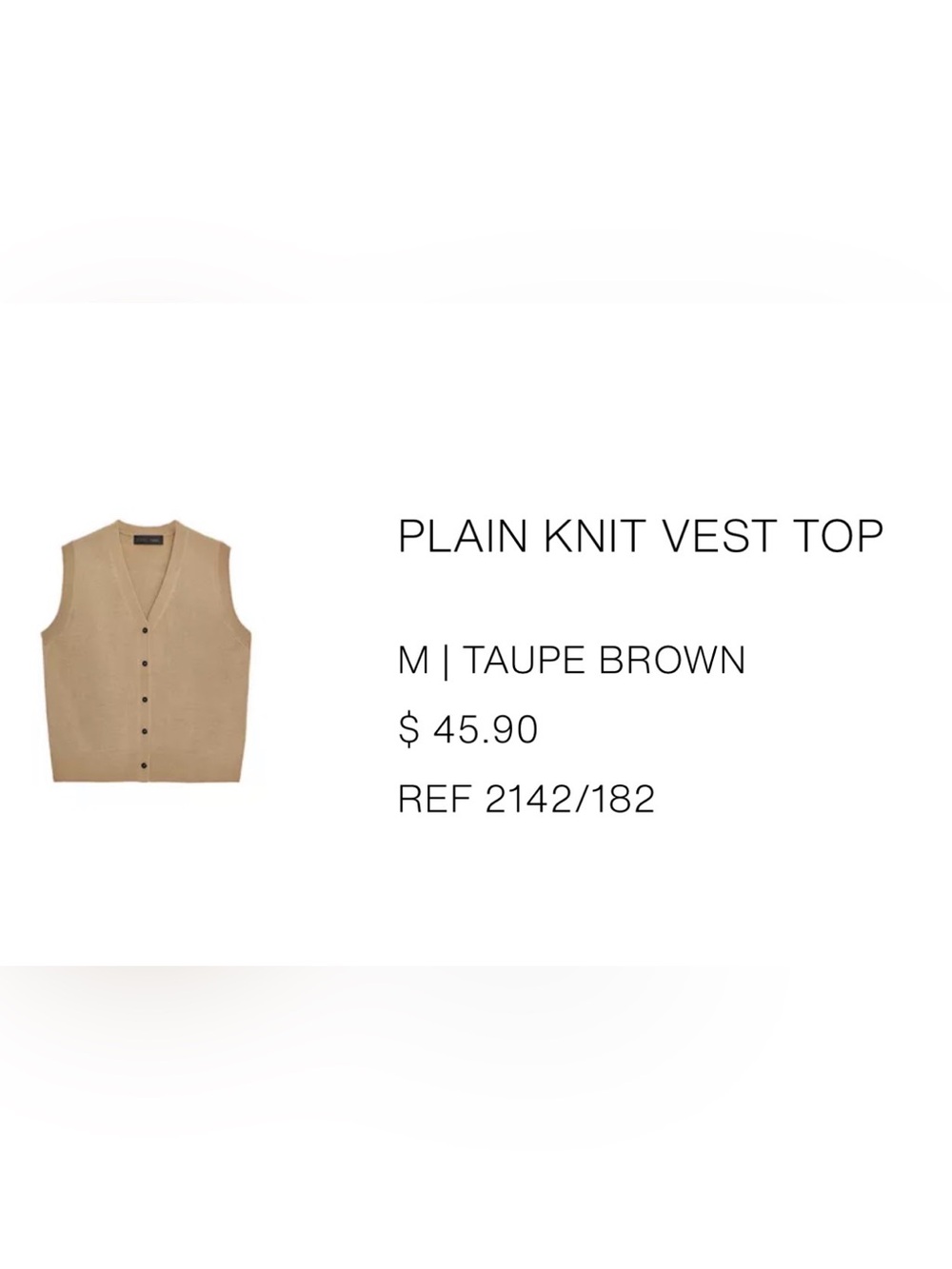Zara Knit Vest Top - Taupe Brown